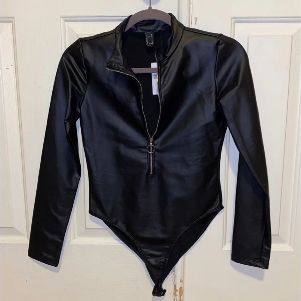 Faux leather body suit